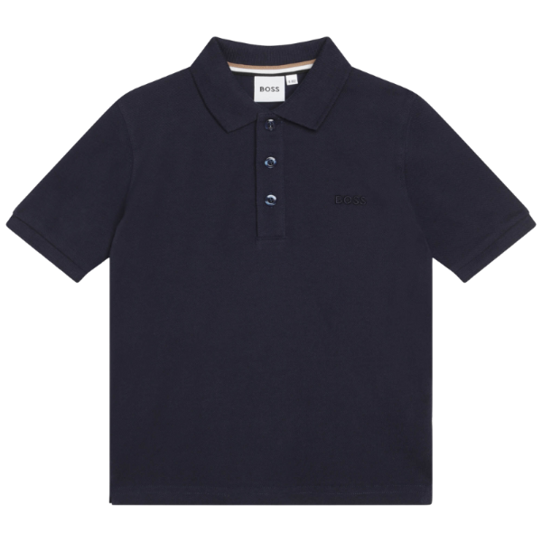 REMERA CON CUELLO BOSS INFANTIL J25M26 AZUL MARINO