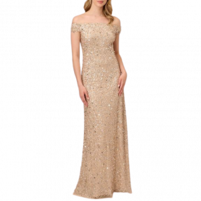 VESTIDO ADRIANNA PAPELL AP1E201971 CHAMPAGNE